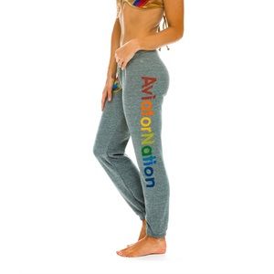 WOMEN'S AVIATOR NATION SWEATPANTS - HEATHER GREY Sz XS